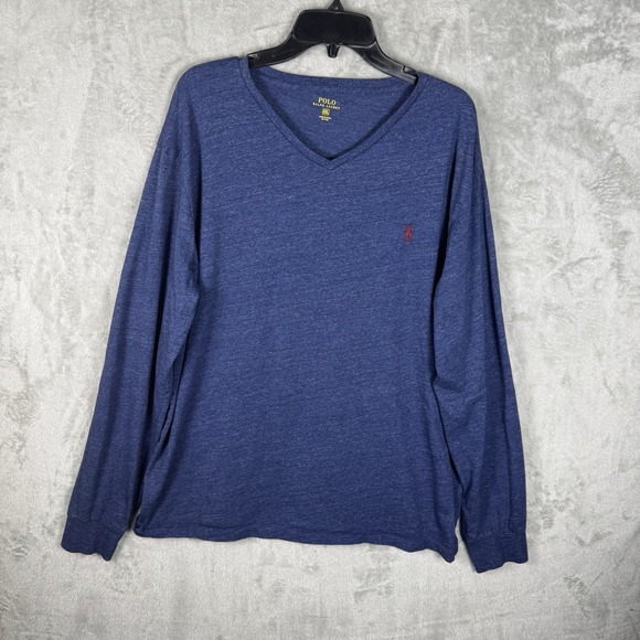 Polo Ralph Lauren Men's Vneck Regular 2XL Blue Pullover Knit Sweater Preppy Golf - Picture 1 of 13